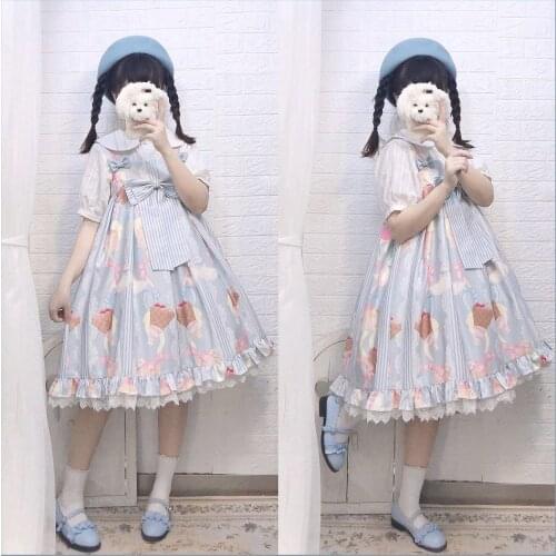 Sweet Lolita Cuckoo Dessert Lolita Dress Jsk Sling Dress Women Vintage Pink Dress Japanese Harajuku Kawaii Cute Clothing