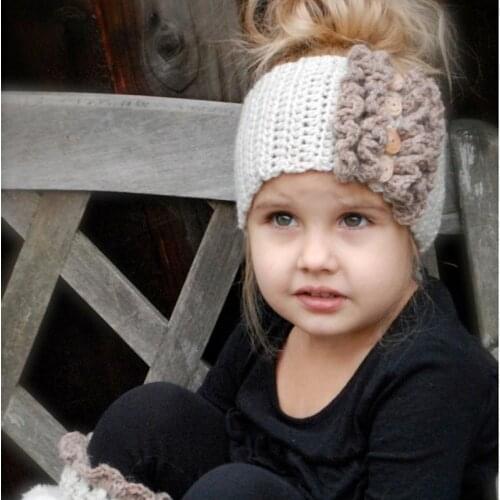 Fashion soft Baby winter Keep Warm Flower Knitting wool Infant Kids Girl Hairband Phtography Props baby hair accessories3M-4T