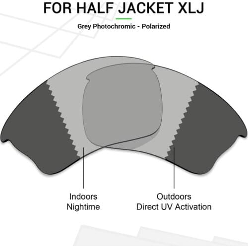 Mryok POLARIZED Replacement Lenses for Oakley Half Jacket XLJ Sunglasses Grey Photochromic