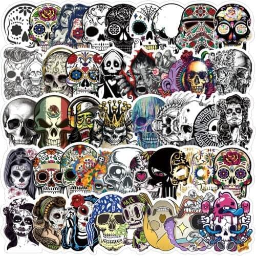 50pcs Skeleton Halloween Horror Skull Stickers For Notebook Stationery Motorcycle Scrapbook Vintage Sticker Craft Supplies