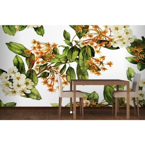 Custom papel DE parede floral, and made White Flowers Wall Mural to the sitting room the bedroom TV Wall vinyl papel DE parede