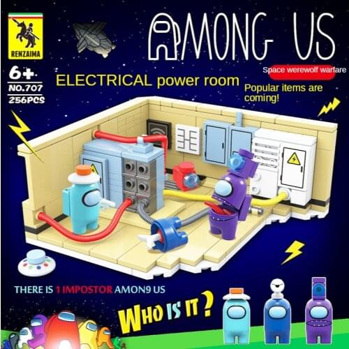 New Anime 707 Space Werewolf Killing Among Us Power Room Kitchen Game Scene Assembly Building Block Toy Decoration Model 7-12y