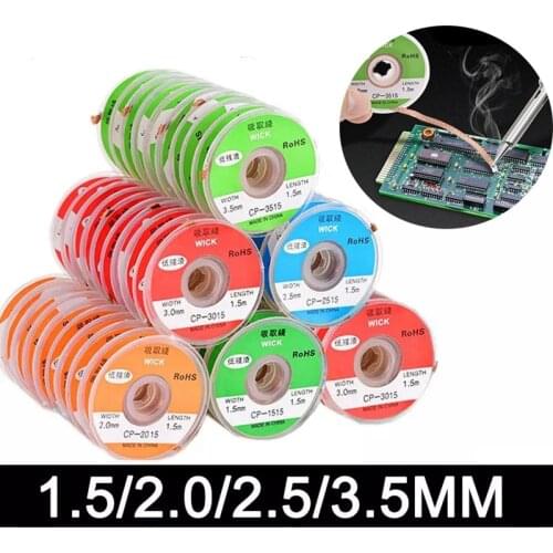 New Desoldering Braid Welding Solder Remover 2mm 2.5mm 3mm 3.5mm Width 1.5M Length Wick Wire Lead Cord Flux BGA Repair Tool