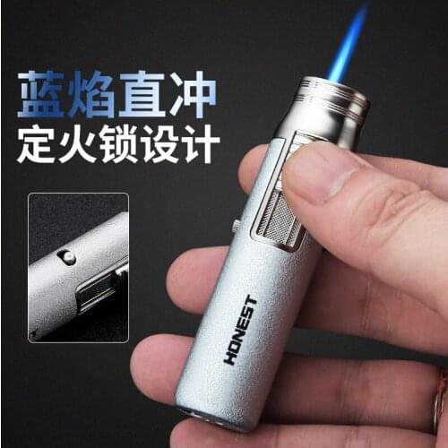 Torch Turbo Jet Butane Gas Lighter Metal Strip Windproof Cigar Cigarette Lighter 1300 C Fixed Fire Portable Gadgets For Men