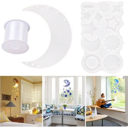 Moon Wind Chimes Epoxy Resin Mold with Rope Hanging Ornaments Casting Silicone Mould DIY Crafts Jewelry Decorations Mold