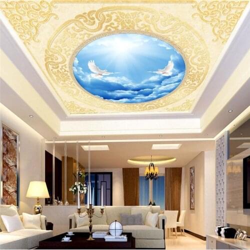 Beibehang Custom wallpaper 3d peace pigeon European classical zenith mural living room bedroom ceiling wallpaper papel de parede