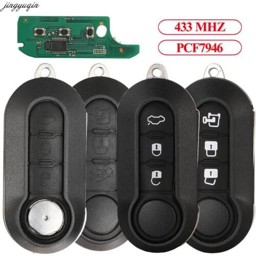 Jingyuqin Remote Control For FIAT 500 500L Bravo Freemont Panda Punto 3B Flip Car Key 433MHZ PCF7946 Chip Delphi/Marelli System