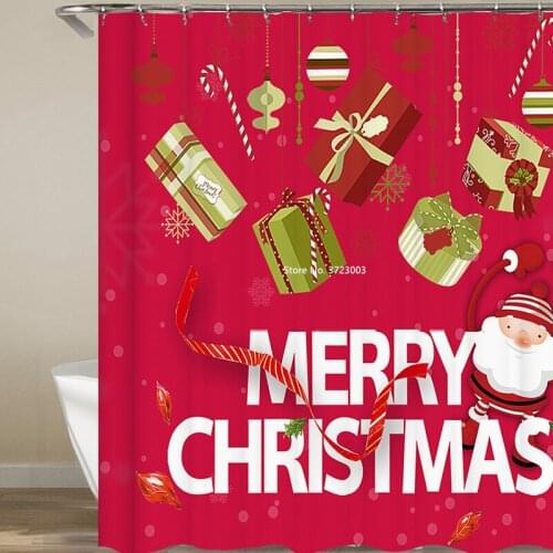 Christmas Cartoon Digital Print Shower Curtain Waterproof and Mildewproof Polyester Bathroom Decor Covers Shower Curtain