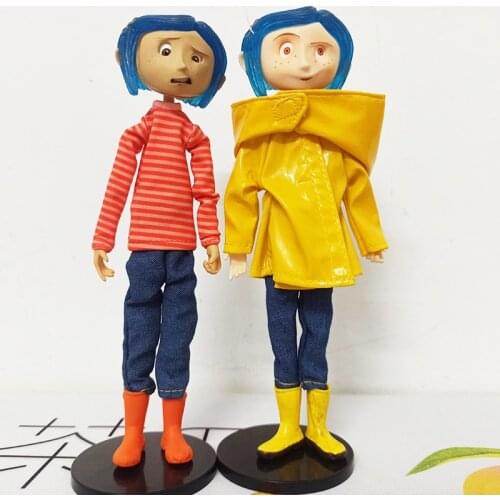 Coraline Doll NECA The Secret Door Yellow Raincoat y la Puerta Secreta Action Figure Collection Toys Christmas Gift 25cm