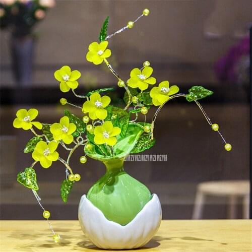 Modern Europe Style Ceramic Vase Ornaments Artificial Crystal Flower Living Room Coffee Table Hotel Home Furnish Decro D-29A/069