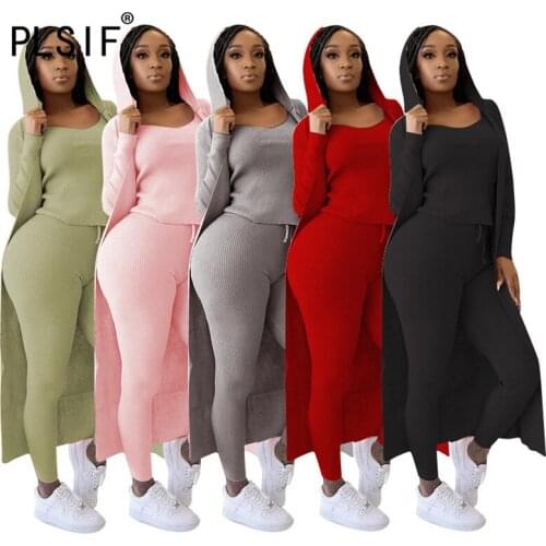 Hooded Special Design Long Sleeve U Neck Simple Pure Color Top And Leggings 2 Pieces Set High Street Chic Tracksuits
