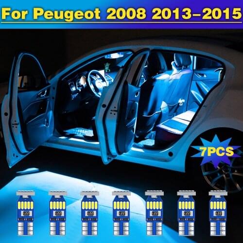 7pcs Error Free LED Bulb Car Interior Dome Reading Light Trunk Lamp For Peugeot 2008 2013 2014 2015 Accessories