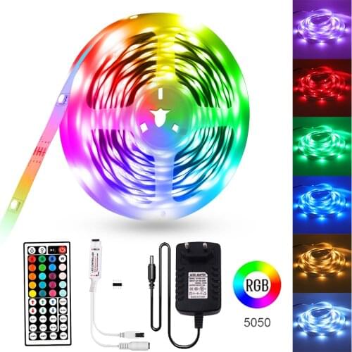 DC 12V RGB LED Strip EU AU US UK Set SMD 5050 +44 key IR Remote Flexible Tape Ribbon Light Lamp 5m 10m 15m 20m