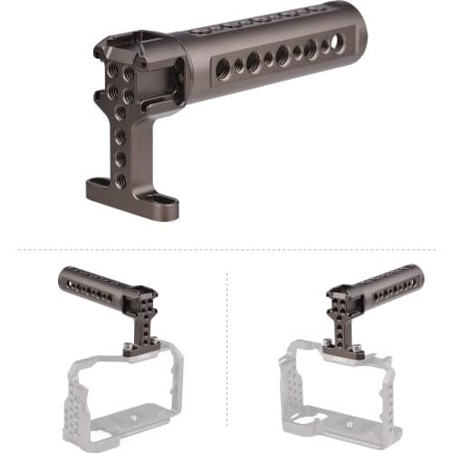 Universal Camera Cage Top Handle Grip with 1/4 Inch 3/8 Inch Threaded Screw Holes Cold Shoe Mounts for Photography Lamp Mic
