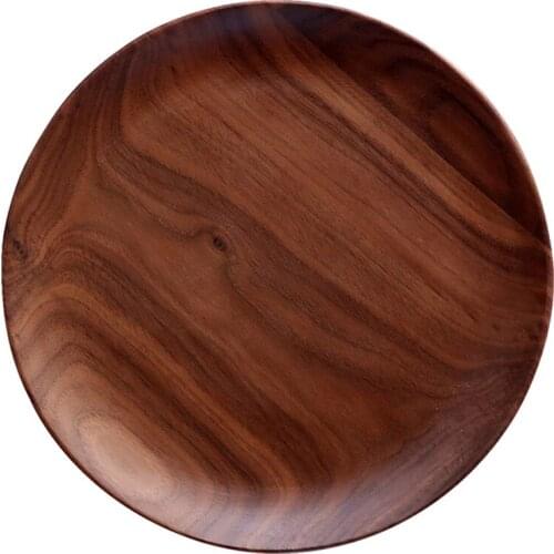 Japanese black walnut disk log plate creative fruit plate wooden plate dessert plate tableware