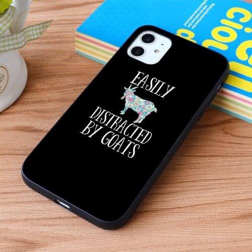 For iPhone Goat Funny Design - Easily Distracted By Goats Soft TPU border Apple iPhone Case
