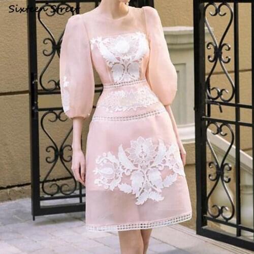 Woman Dresses Single-breasted White Lace Summer Party Dress Vestidos Woman Flare Sleeve Elegant Boho Mini Dress Female Design