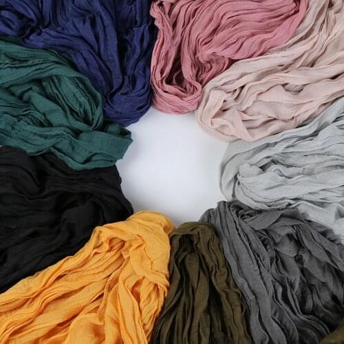 Cotton Women Muslim Crinkle Hijab Scarf Femme Musulman Soft Cotton Headscarf Islamic Hijab Shawls and Wraps 180*60Cm