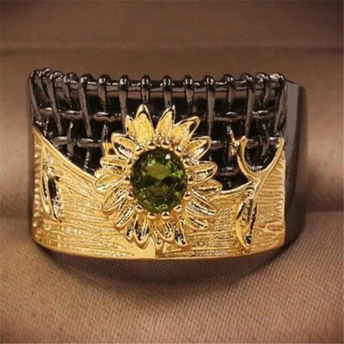 Vintage Engraving Flower Crystal Womens Rings Creative Design Geometric Irregular Finger Ring Ladies Jewelry Gifts