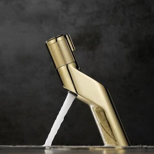 Gold Basin Faucet Solid Brass Luxury Hot & Cold Sink Mixer Crane Tap Constant Temperature Press Type Deck Mounted New Arrivals