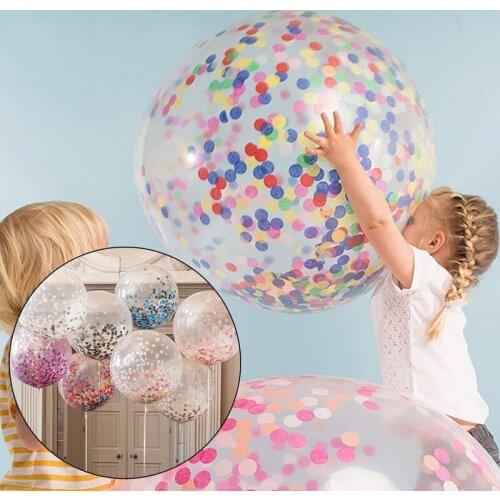 1Pcs 36" Jumbo Clear Confetti Filled Paper Balloons Wedding Birthday Home Party Decor