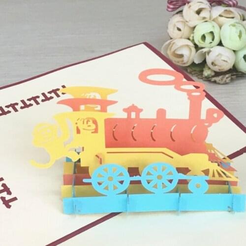 1pcs Happiness Car Christmas 3D Laser Cut Pop Up Paper Handmade Postcard Custom Xmas Greeting Cards With Envelope Gifts Lover