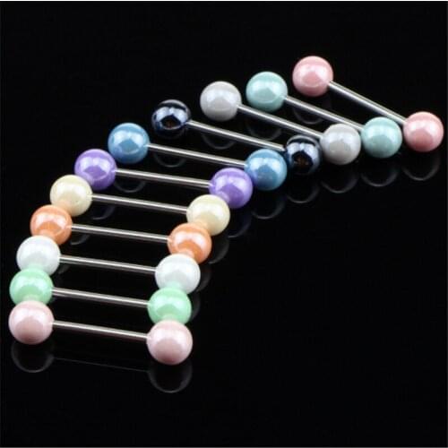 11Colors Stainless Steel Helix Tongue Rings Piercing Fashion Hot Sale Labret Rings Barbell Piercing Women Nipple Body Jewelry