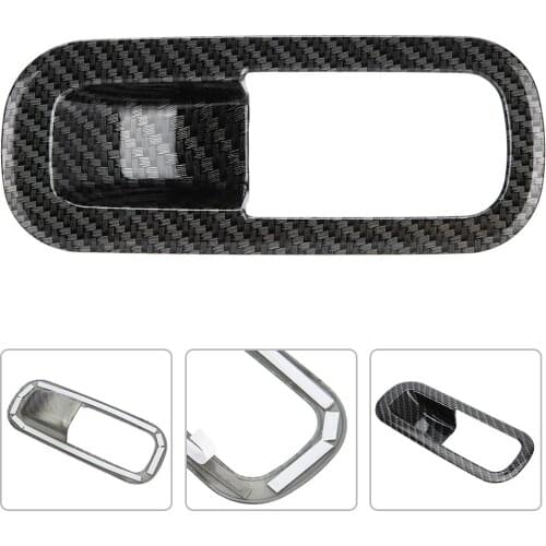 2pcs/set Car Passenger Side Glove Box Handle Bowl Cover Trim for MG ZS 2017-2018 Carbon Fiber Color ABS plastic
