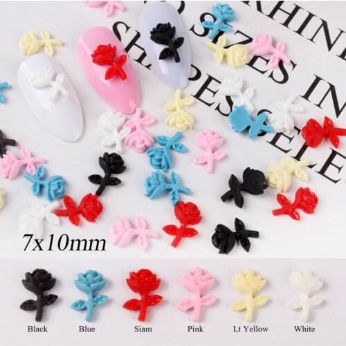 30pcs Resin Rose Flowers Nail Art Decorations Rhinestones 7x10mm For Nail art Tiny rose flower DIY Manicture accessories