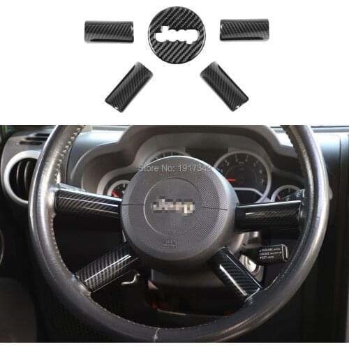 5pcs Car Steering Wheel Cover Guard Protect Decor Sticker for Jeep Wrangler JK 2007-2010 Car Styling Accessories