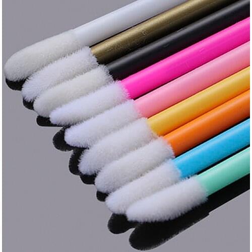 50 Pcs/Lot Disposable Hollow Rod Lips Brush Portable Lipstick Brush Flocking Lip Gloss Brush Cotton Tip Makeup Beauty Tools