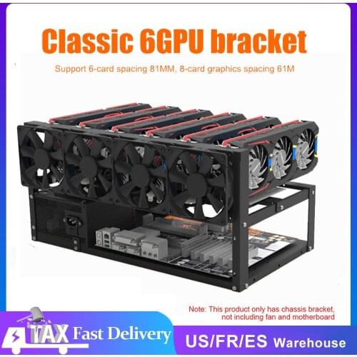 6 GPU Open Mining Rig Frame Stackable Mining Frame Rig Case for ETH/PSU/ATX Accessories Tools Frame Rig Case