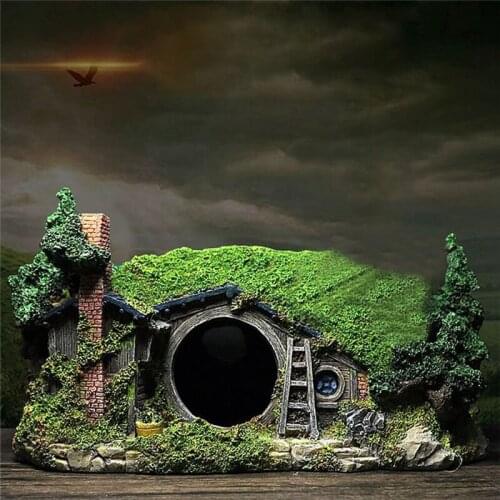 Aquarium Resin Castle Decoration Fish Tank Ornament House Cave Hideouts for Betta Fish Sucker Fish Landscaping Accessories