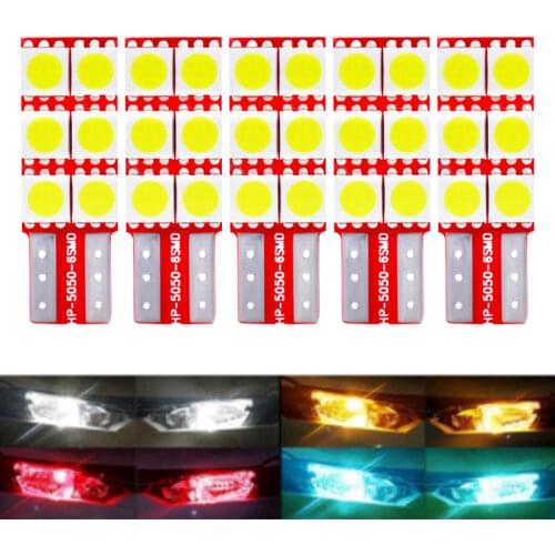 10pcs/Lot Auto led T10 6smd 5050 LED w5w LED T10 canbus AC 12V car Light led Bulb Indicator Light Parking Lamp freeshipping