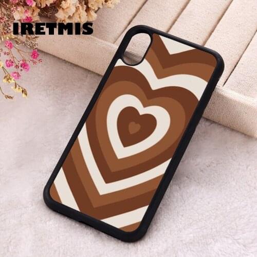 Iretmis 5 5S SE 2020 Phone Cover Case for iPhone 6 6S 7 8 Plus X Xs XR 11 12 Mini Pro Max Silicone TPU brown heart