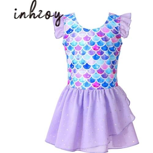 Girls Ballet Tutu Dress Kids Shiny Sequins Ruffle Sleeveless Dance Wear Children Gymnastics Leotard Dress Girls Ballerina Dress