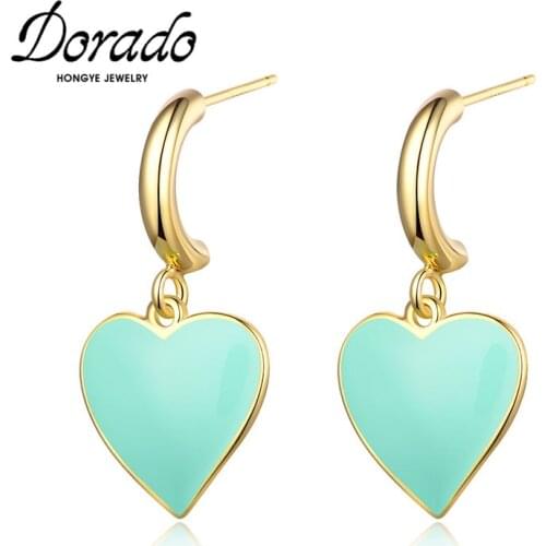 Dorado New Fashion Heart Drop Earrings for Women Metal Punk Party Pink Green Lacquer Jewelry Brincos Gifts Statement 2021