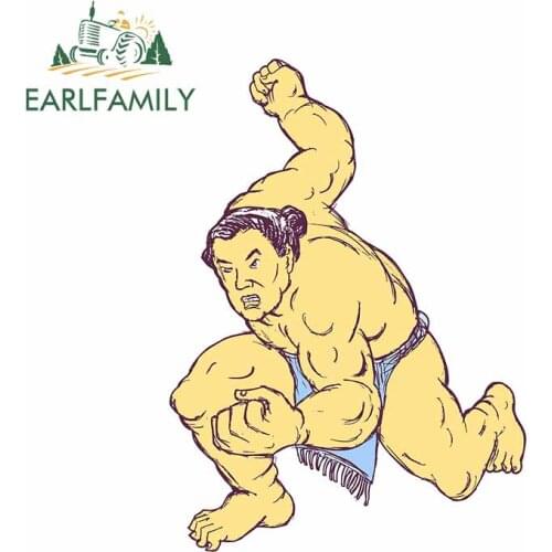 EARLFAMILY 13cm For Sumo Sunscreen Car Stickers Vinyl Material Decal Windshield Personality Scratch-Proof For JDM SUV RV