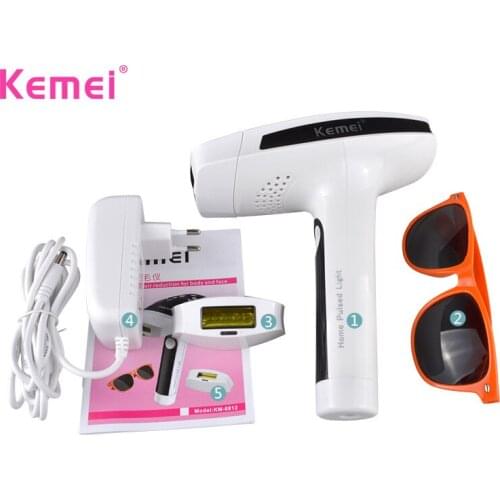 Kemei Photon Painless Laser Epilator Depilatory Shaver Razor Device Face Skin Care Tools For Female Facial Hair Removal KM-6812