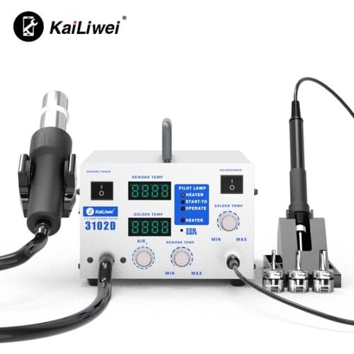 Kailiwei 3102D ESD Rework Solder Iron Soldering Station Hot Air Gun Welding 2 IN 1 mobile phone Repair Tools