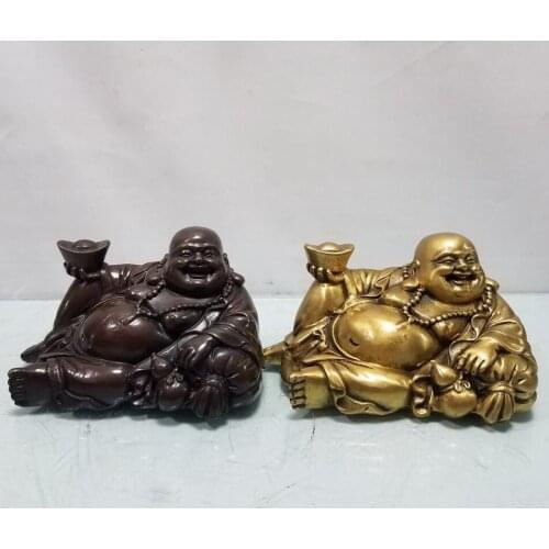 China brass yuan treasure sit Buddha crafts statue