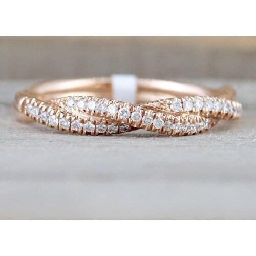 Korean New Style Twisted Rope Hemp Flowers Ring Gold Silver Color AAA Cubic Zirconia Tail Ring Fashion Womens Party Jewelry
