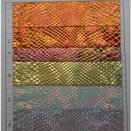 Laser Holographic leather serpentine leather change color Snake Print PU leather fabric