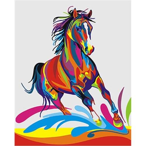 Colorful Horse Framed Pictures DIY Painting By Numbers DIY Oil Painting On Canvas Home Decoration Wall Art GX26197 40X50CM