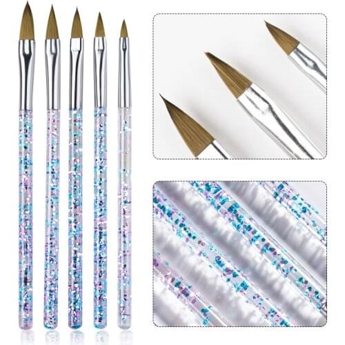 Nail Art Brush Set Liner Dotting Fan Design Crystal Line Painting Drawing Carving Pen Builder Flat UV Gel Manicure Nails Tool