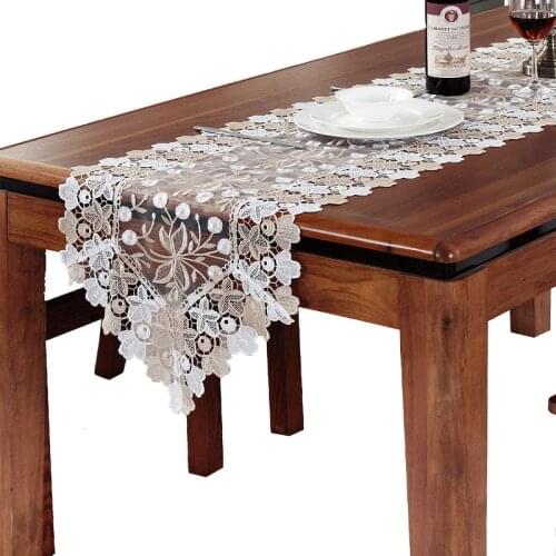 New Hollowed Embroidered Lace Table Runner European Style Floral Table Cloth American Tv Cabinet Decorative Coffee Table Runner