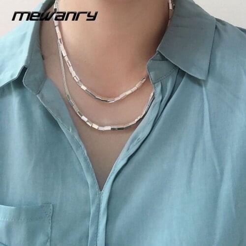 Mewanry 925 Sterling Silver Necklace New Trendy Elegant Charming Glossy Geometric Party Jewelry Lover Gifts Couples Accessories