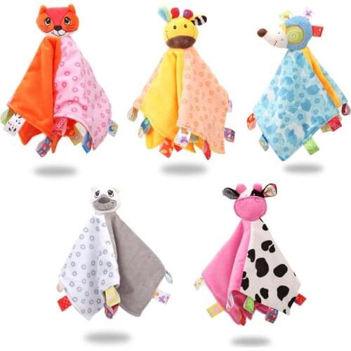 Newborn Appease Towel with Rattle Comforter Baby Soothing Handkerchief Blanket Sleep Soothe Toys