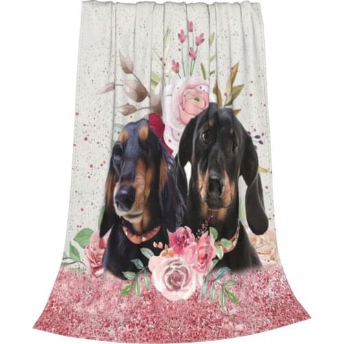 Love Dachshund Blanket Fleece Printed Dog Lover Portable Super Warm Throw Blanket for Sofa Car Bedspreads