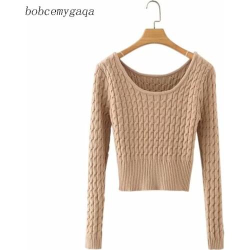 Autumn knitting short sweater women long sleeve casual knitted slim sweater pullover female autumn winter jumper